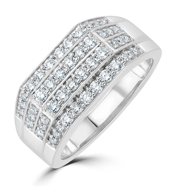 Mens Lab Diamond Pave Encrusted Ring 1ct H/Si in 925 Silver